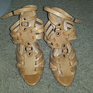 Vera Wang Tan Strappy Platformed Heels